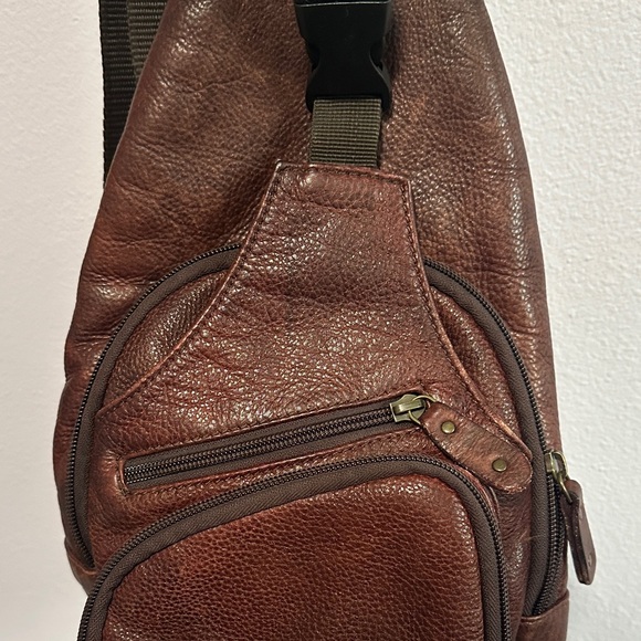 Scully Dark Brown Leather Sling Bag - Picture 4 of 16